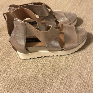 Steven by Steve Madden Keanna Wedge Sandal.  Metallic color.